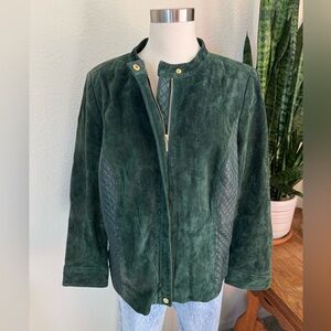 Vintage Isaac Mizrahi Live Leather Suede Moto Jacket Quilted Detail 18W‎